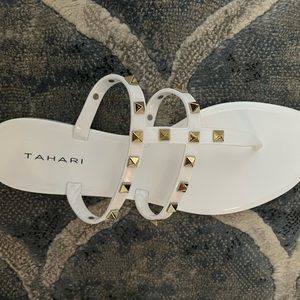 Tahari white sandals, size 9